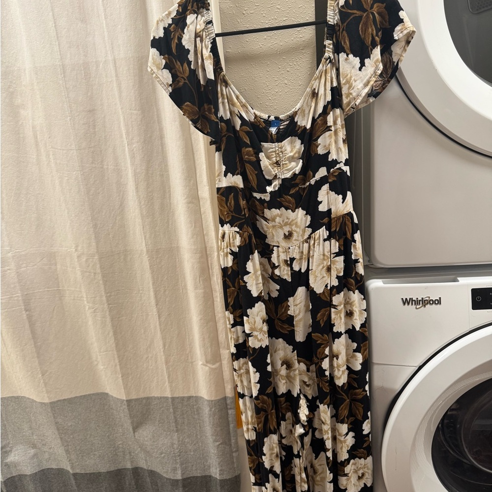 Floral Black and White Romper